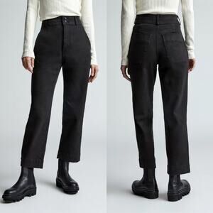 New Everlane The Organic Straight Leg Crop Pants Black Women 2 NWT Relaxed Fit